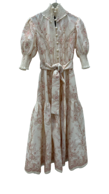 پیراهن گلدوزی شیری بلند