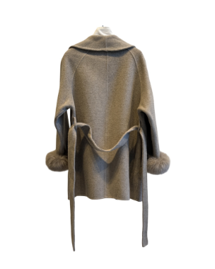 هانیران پلاس 492/03 پالتو یقه دار آستین خز دار کوتاه کرم