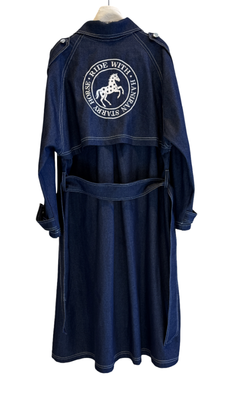 هانیران 507/08 مانتو بلند جین پشت گلدوزی اسبی سرمه ای