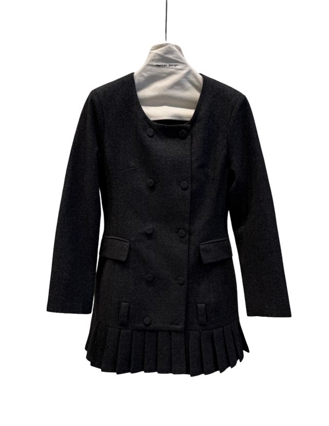 هانیران پلاس 719/09 کت فوتر دو دکمه پایین پلیسه طوسی