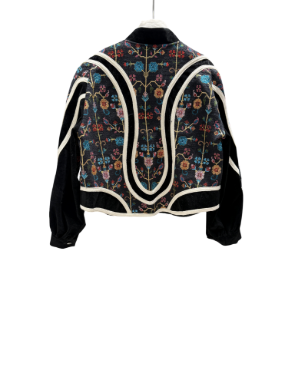 سیپورا کت مخمل مشکی و پارچه بافت هندسی