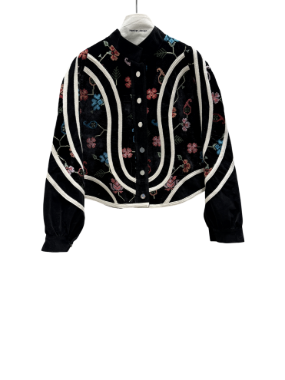 تصویر سیپورا کت مخمل مشکی بافت هندسی