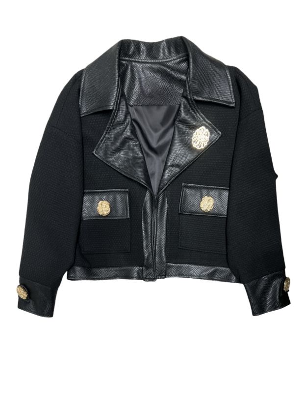 آرميلا پالتو مشکی شنلی و چرم