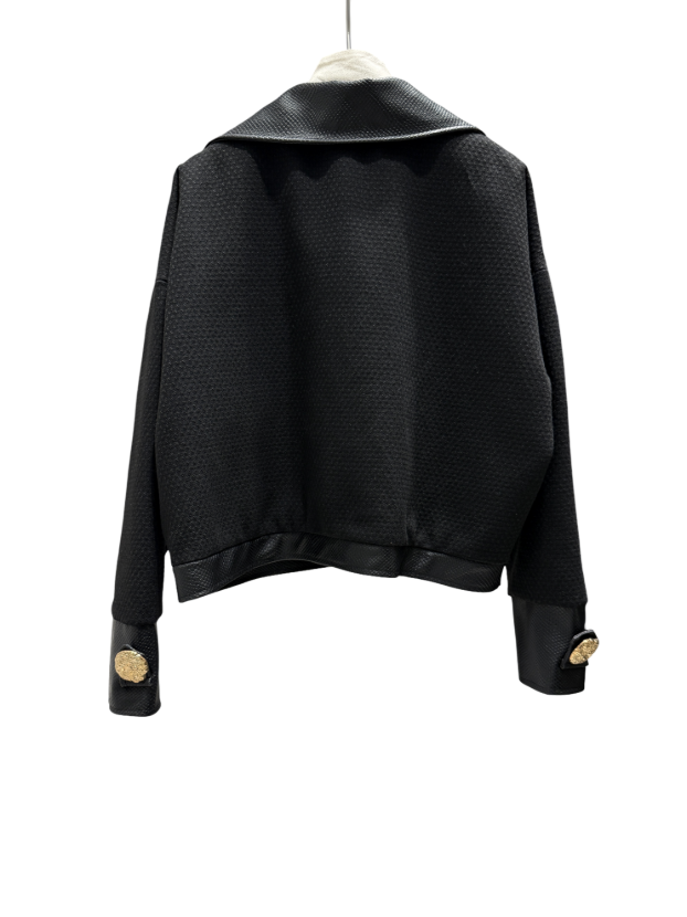 آرميلا پالتو مشکی شنلی و چرم