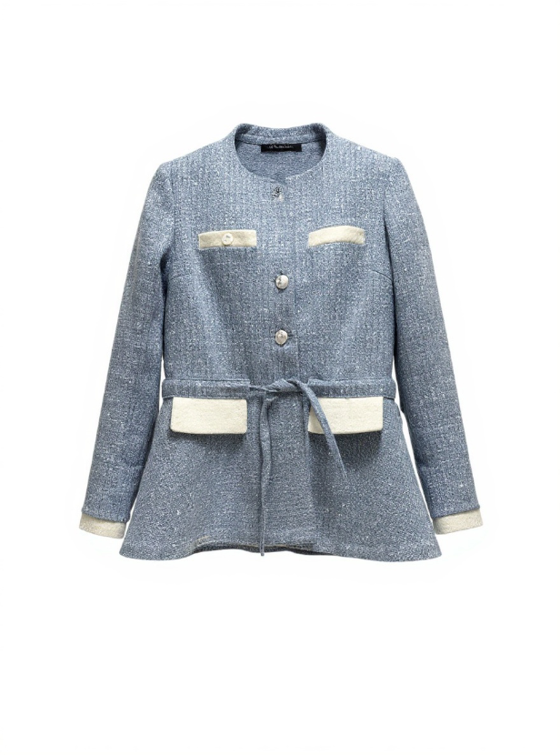 بیسادی کت شنل پولکی کلوش آبی