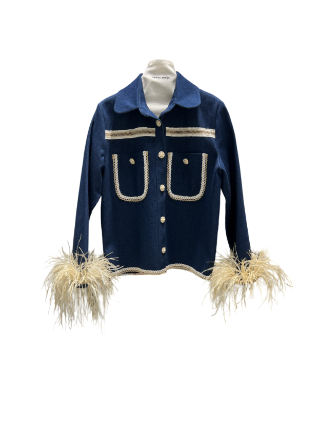 بیسادی کت جین آستین پر