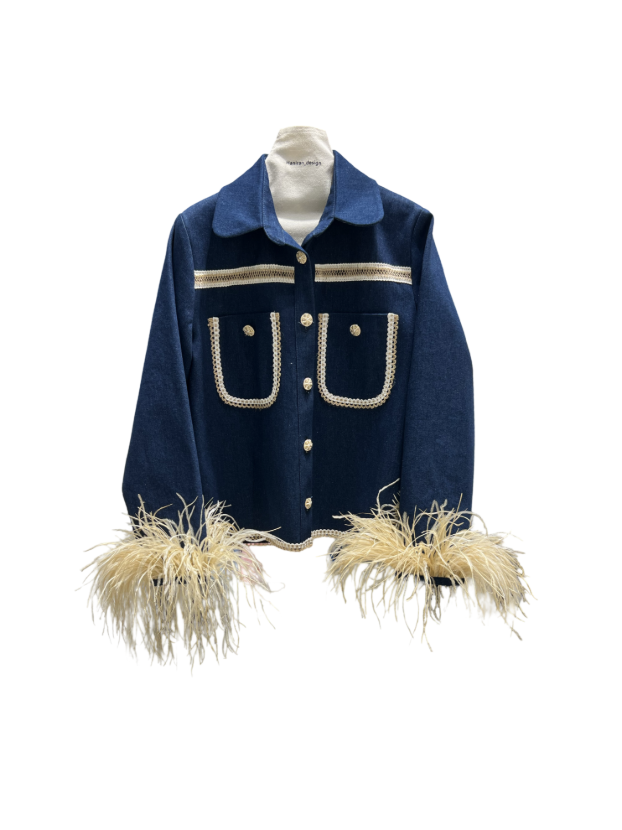 بیسادی کت جین آستین پر