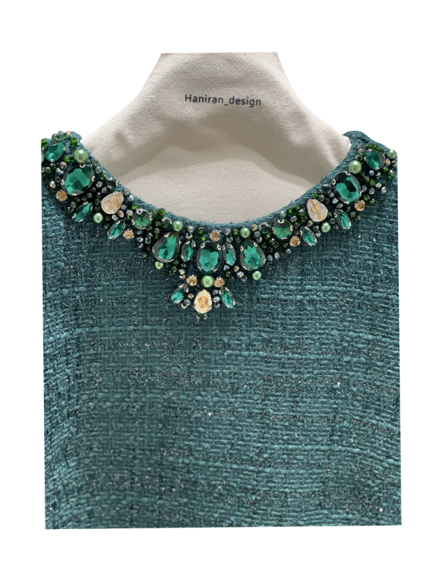 بیسادی پیراهن شنل یقه سنگ چهار خانه