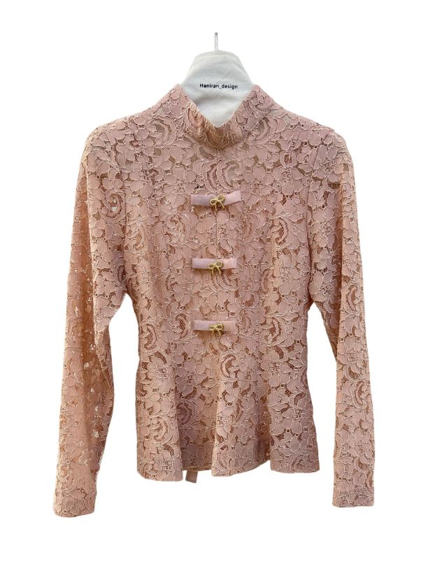 می ست بلوز دامن گیپور گلبهی