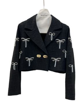 شهرابی ست کت دامن ژاکارد جواهر دوزی پاپیون