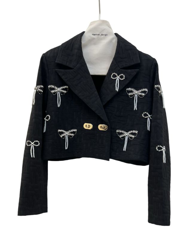 شهرابی ست کت دامن ژاکارد جواهر دوزی پاپیون