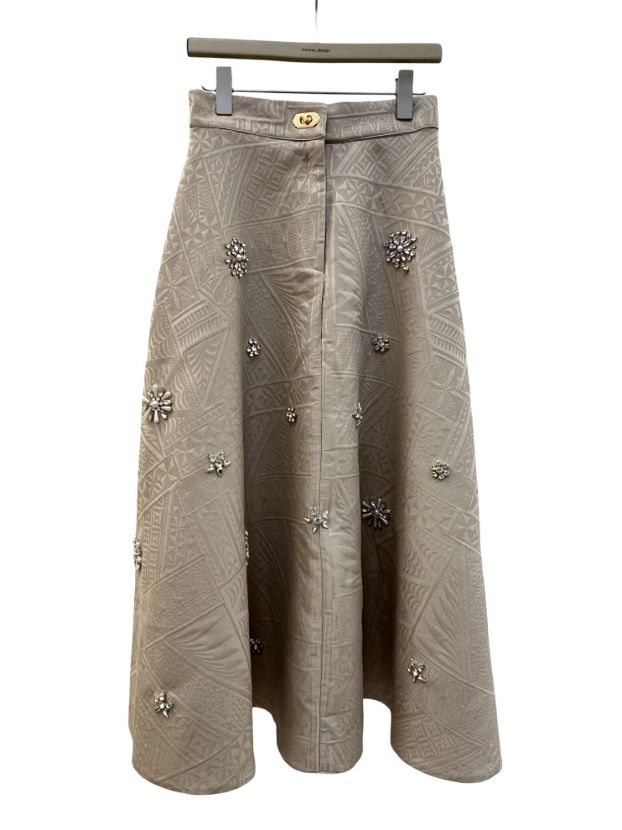 شهرابی ست کت دامن ژاکارد جواهر دوزی شکوفه کرم