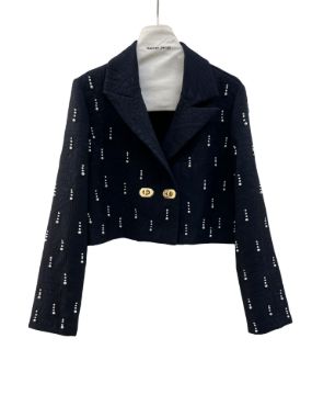 شهرابی ست کت دامن ژاکارد جواهر دوزی مروارید سرمه ای