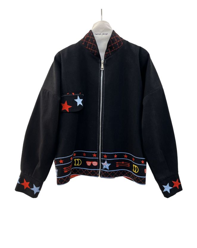 دی دی کت جین کوتاه مشکی گلدوزی