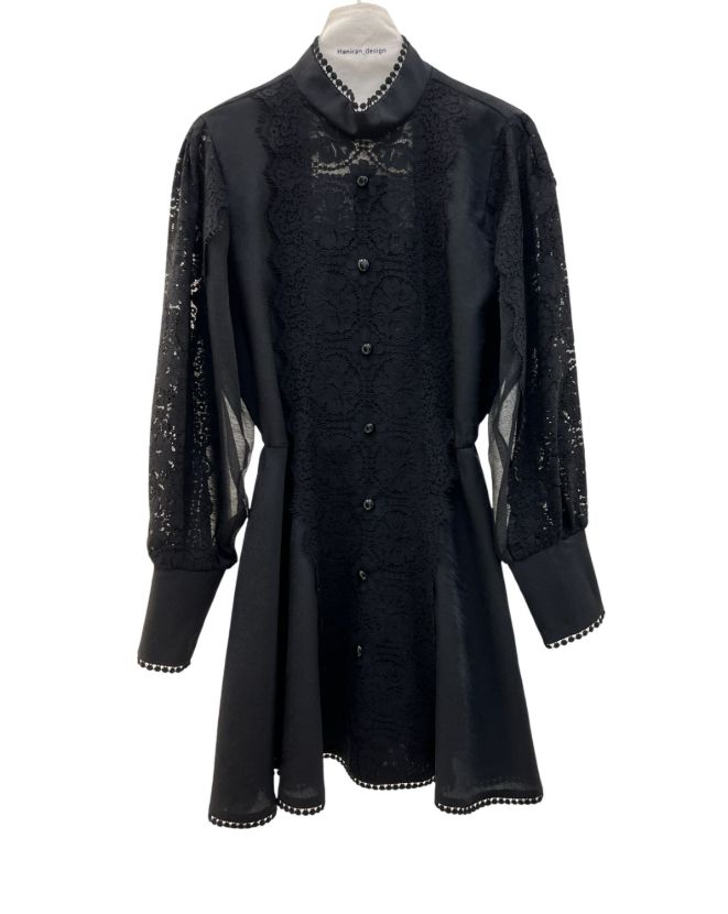 بیسادی پیراهن نوار خامه ای جدید مشکی