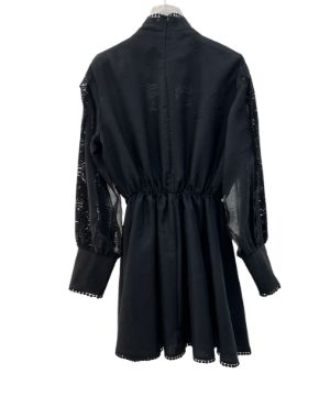 بیسادی پیراهن نوار خامه ای جدید مشکی