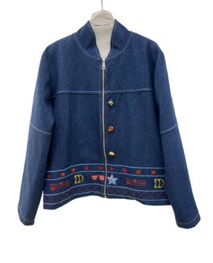 دی دی کت جین کوتاه سرمه ای گلدوزی