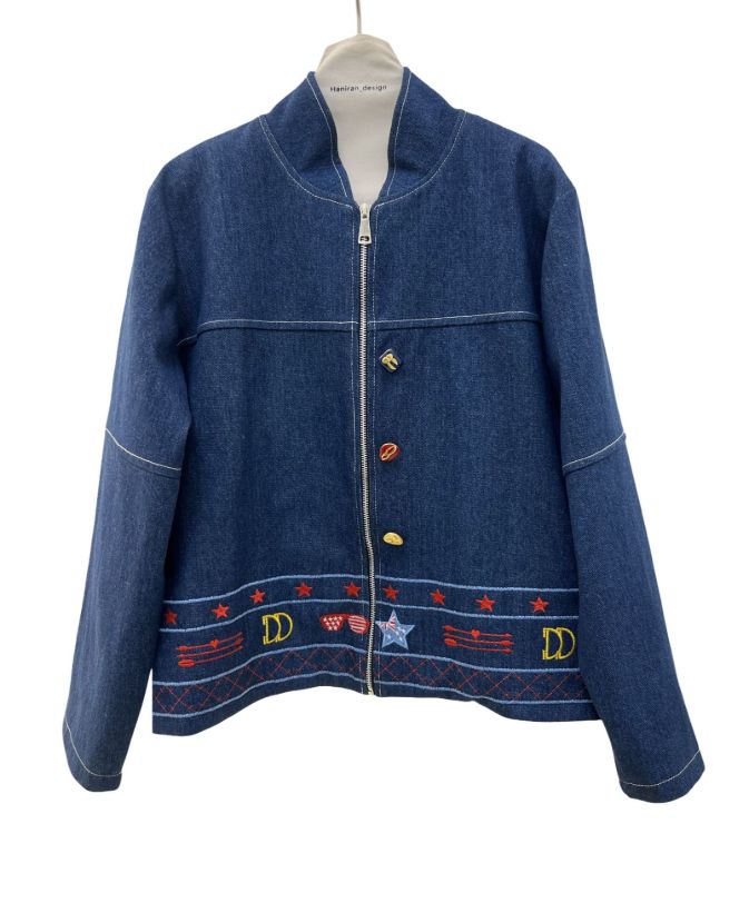 دی دی کت جین کوتاه سرمه ای گلدوزی