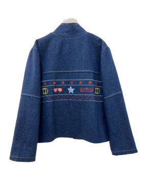 دی دی کت جین کوتاه سرمه ای گلدوزی