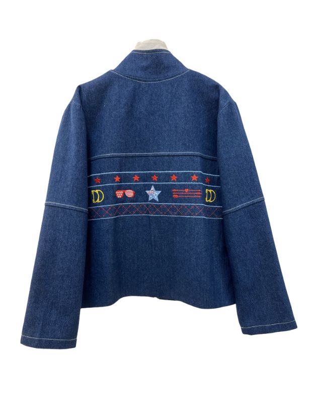 دی دی کت جین کوتاه سرمه ای گلدوزی