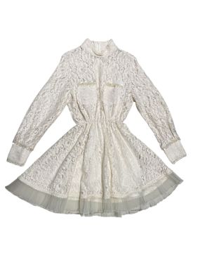 بیسادی پیراهن دانتل کار شده شیری