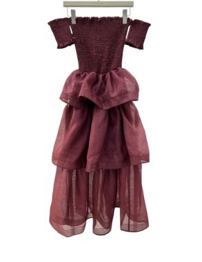 بیسادی پیراهن طبقه ای زرشکی