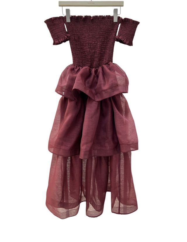 بیسادی پیراهن طبقه ای زرشکی