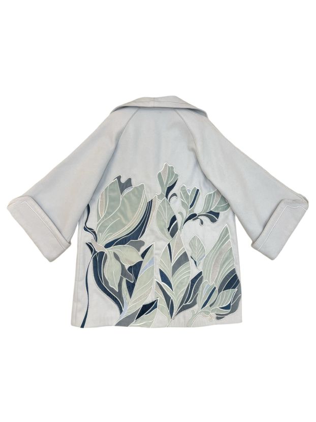 سدره پالتو گلدوزی طرح گل آبی