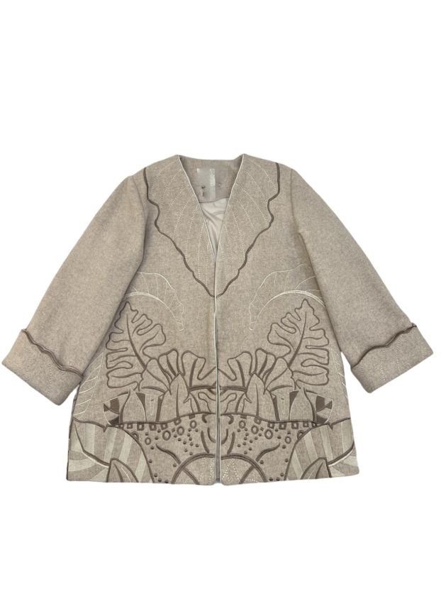 سدره پالتو گلدوزی طرح برگ کرم