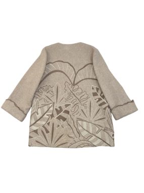 سدره پالتو گلدوزی طرح برگ کرم