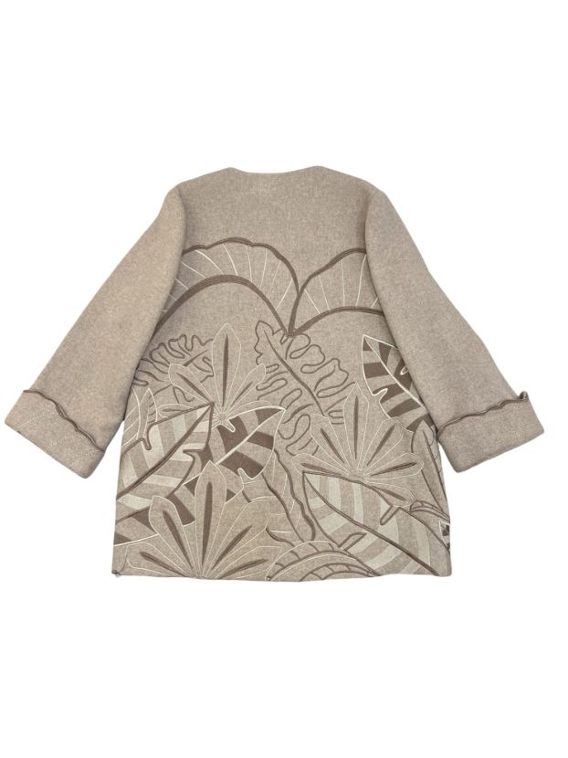 سدره پالتو گلدوزی طرح برگ کرم