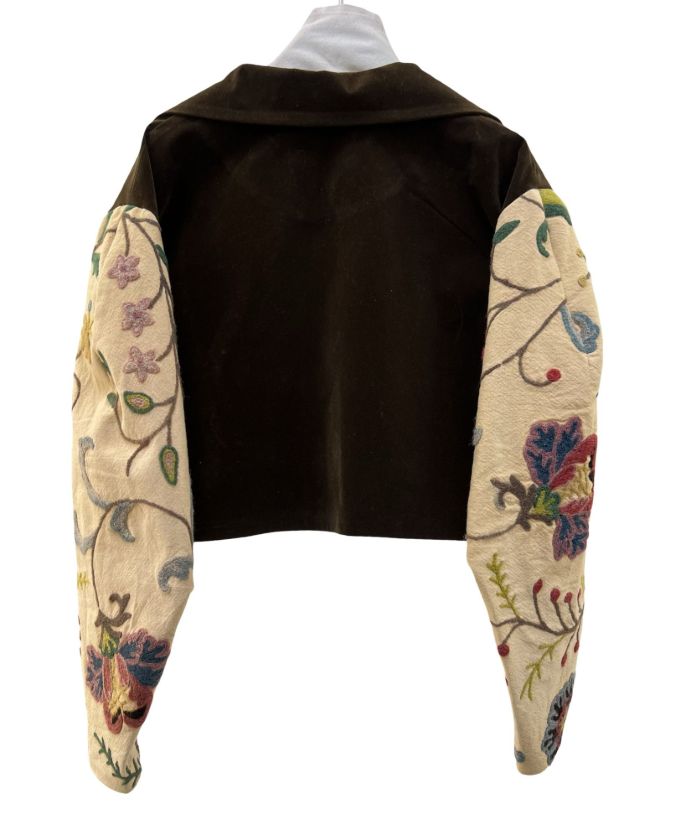 سیپورا ست کت و شلوارک جیر قهوه ای و پارچه آنتیک