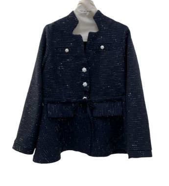 بیسادی کت شنل کلوش پولکی سرمه ای