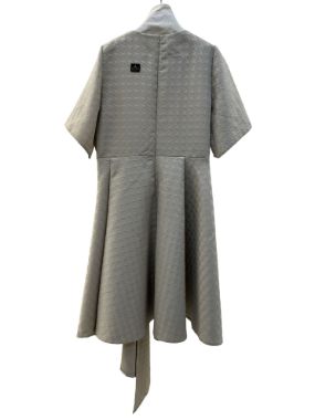 شهرابی پیراهن ژاکارد آستین کوتاه یقه مروارید کرم