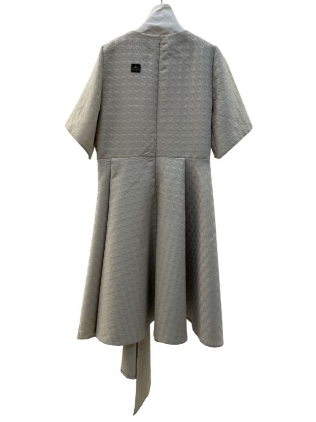 شهرابی پیراهن ژاکارد آستین کوتاه یقه مروارید کرم