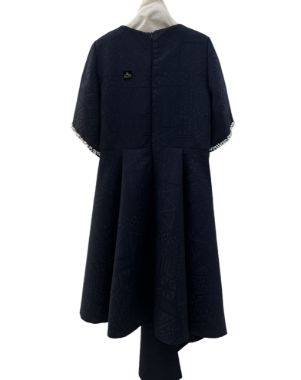 شهرابی پیراهن ژاکارد آستین کوتاه یقه گرد مرواریدی سرمه ای