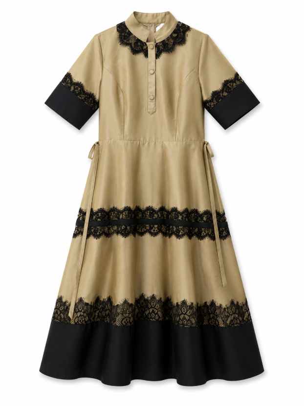 فالانژ پیراهن lace طلایی